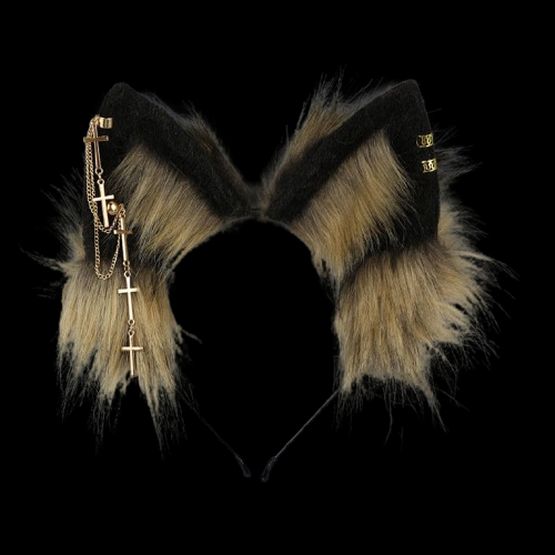 Handmade Wolf Ear Cosplay Headband with Earrings – Plush Animal Ear KC