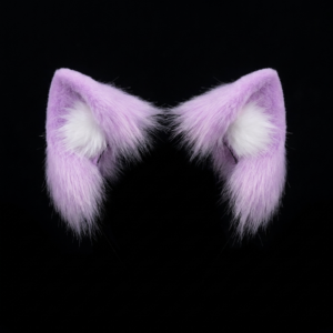 Realistic Light Purple Cat Ear Headband – Cute Anime Cosplay Hair Accessory