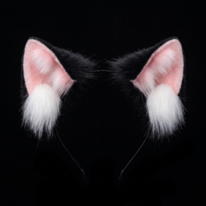 Realistic Black And Pink Cat Ear Headband – Cute Anime Cosplay Hair Accessory
