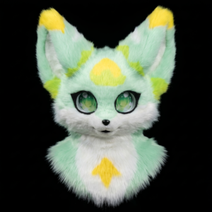 Mint Green Furry Beast Head – Canine/Feloid Fursuit Cosplay Mask