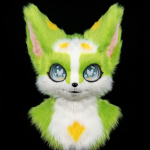 Neon Green Furry Beast Head – Canine/Feloid Fursuit Cosplay Mask
