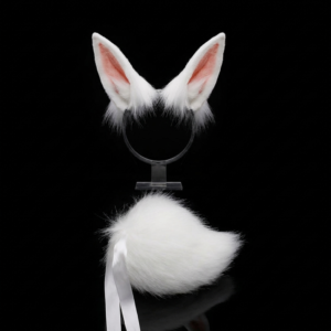 Two Dimensional Rabbit Ears Headband & Tail Set – Japanese Style Cosplay Animal Accessory