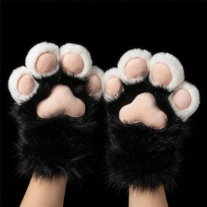 Black Cat Paw Gloves-Plush Furry Cosplay Claws